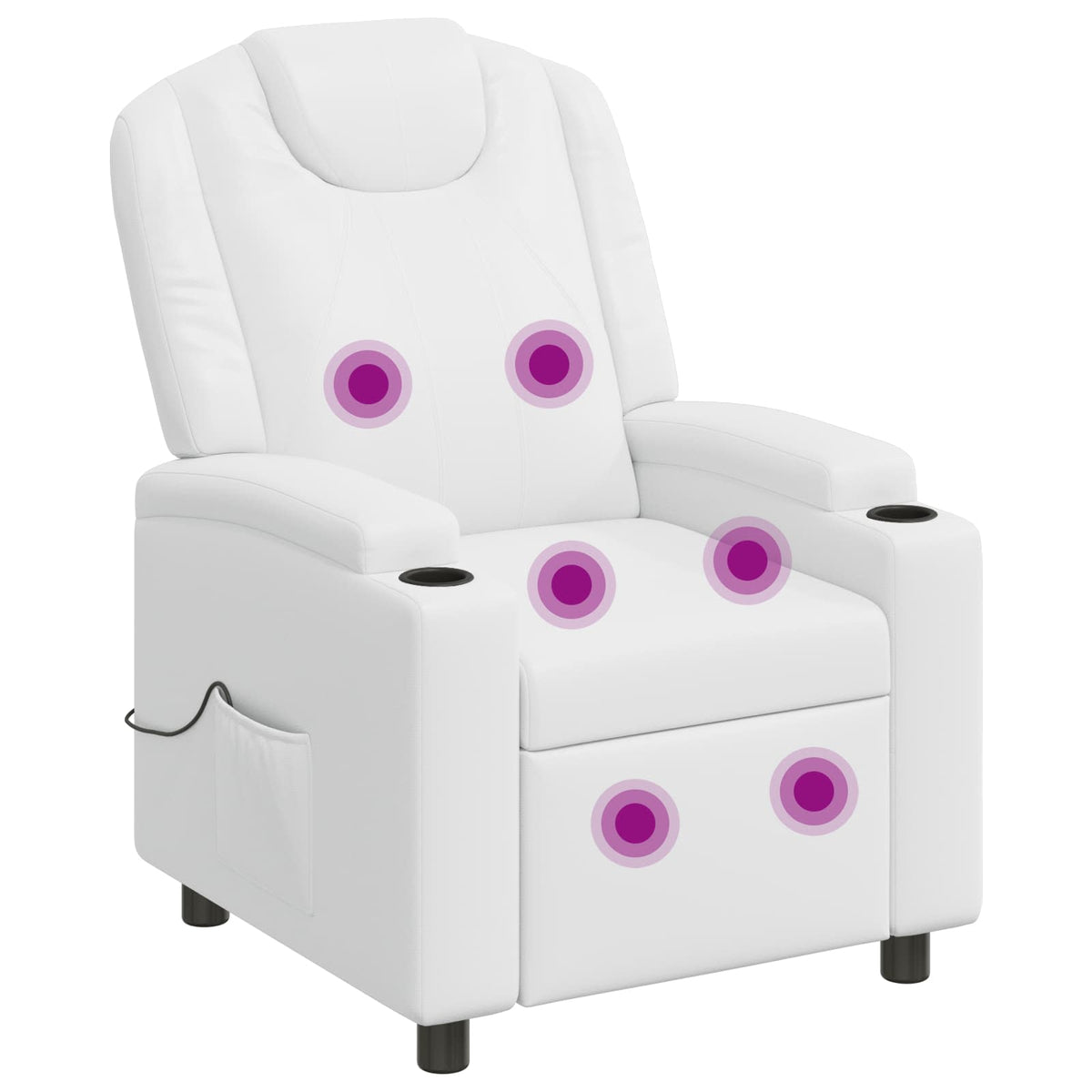 Recliner Massage Chair White 75 x 95 x 106 cm Fabric
