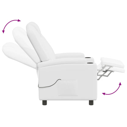 Recliner Massage Chair White 75 x 95 x 106 cm Fabric