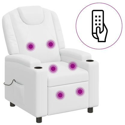 Recliner Massage Chair White 75 x 95 x 106 cm Fabric