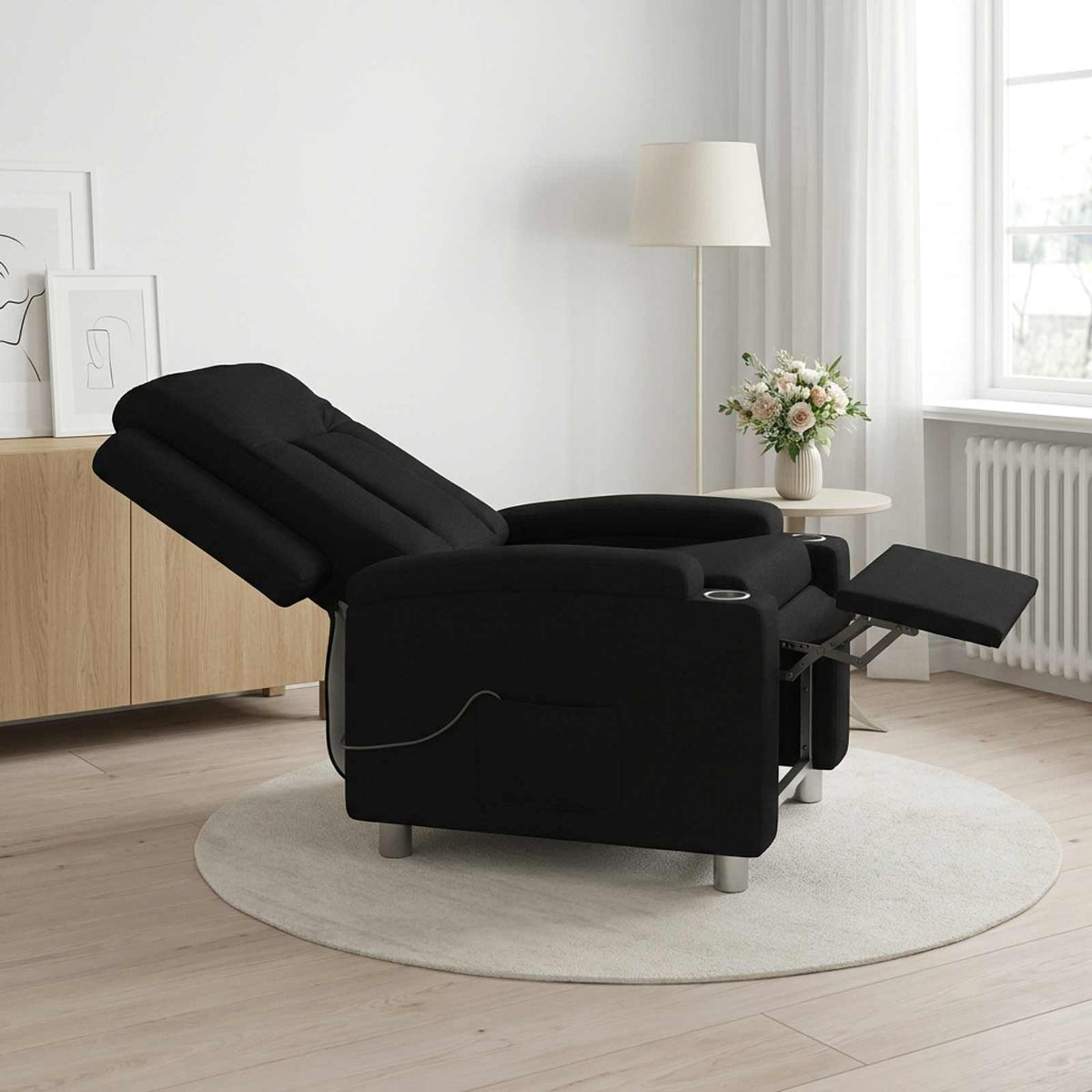 Recliner Massage Chair Black 75 x 95 x 100 cm Fabric