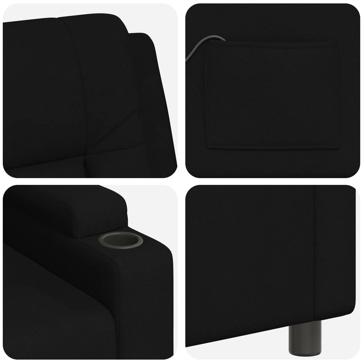 Recliner Massage Chair Black 75 x 95 x 100 cm Fabric