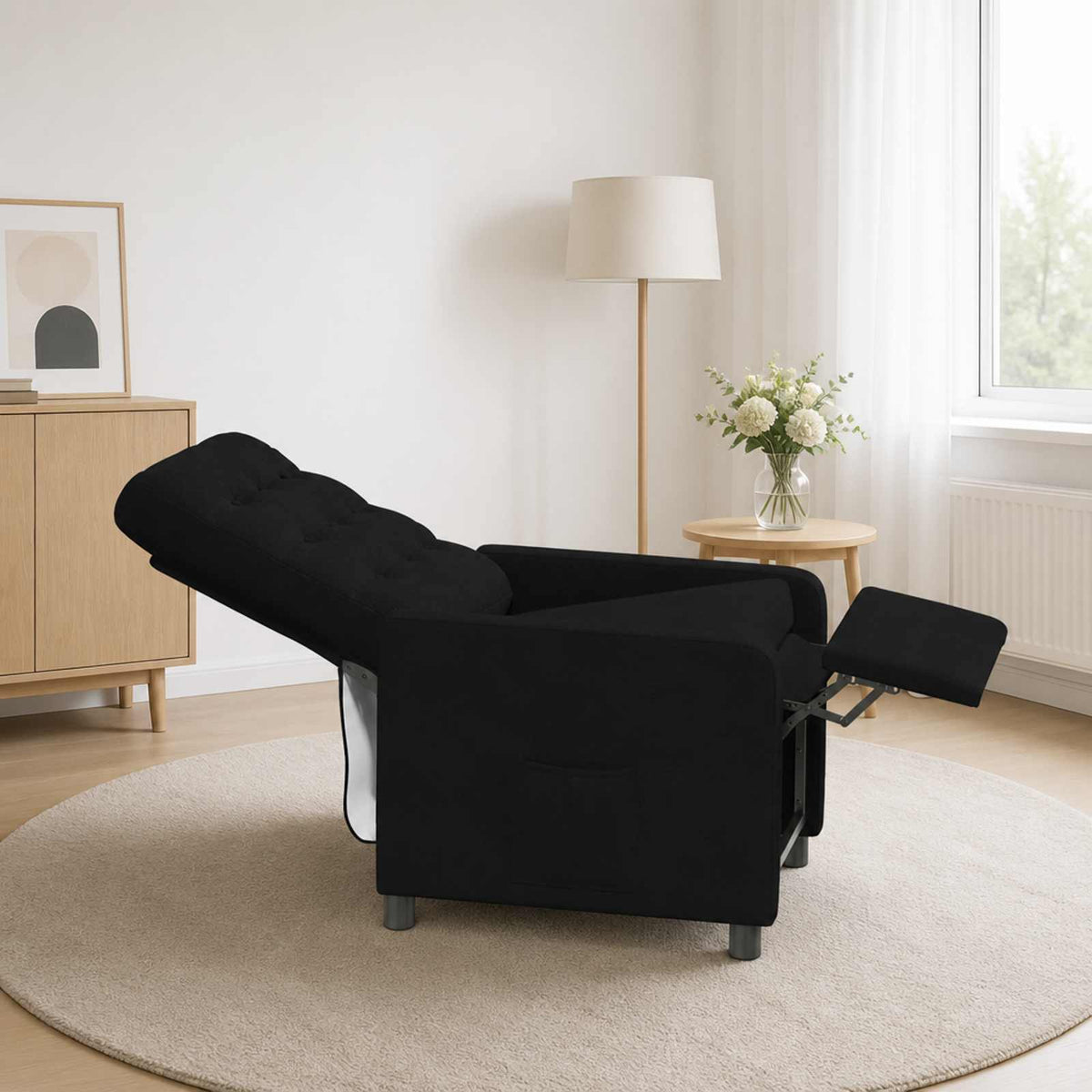 Recliner Chair Black 65 x 93 x 102 cm Fabric