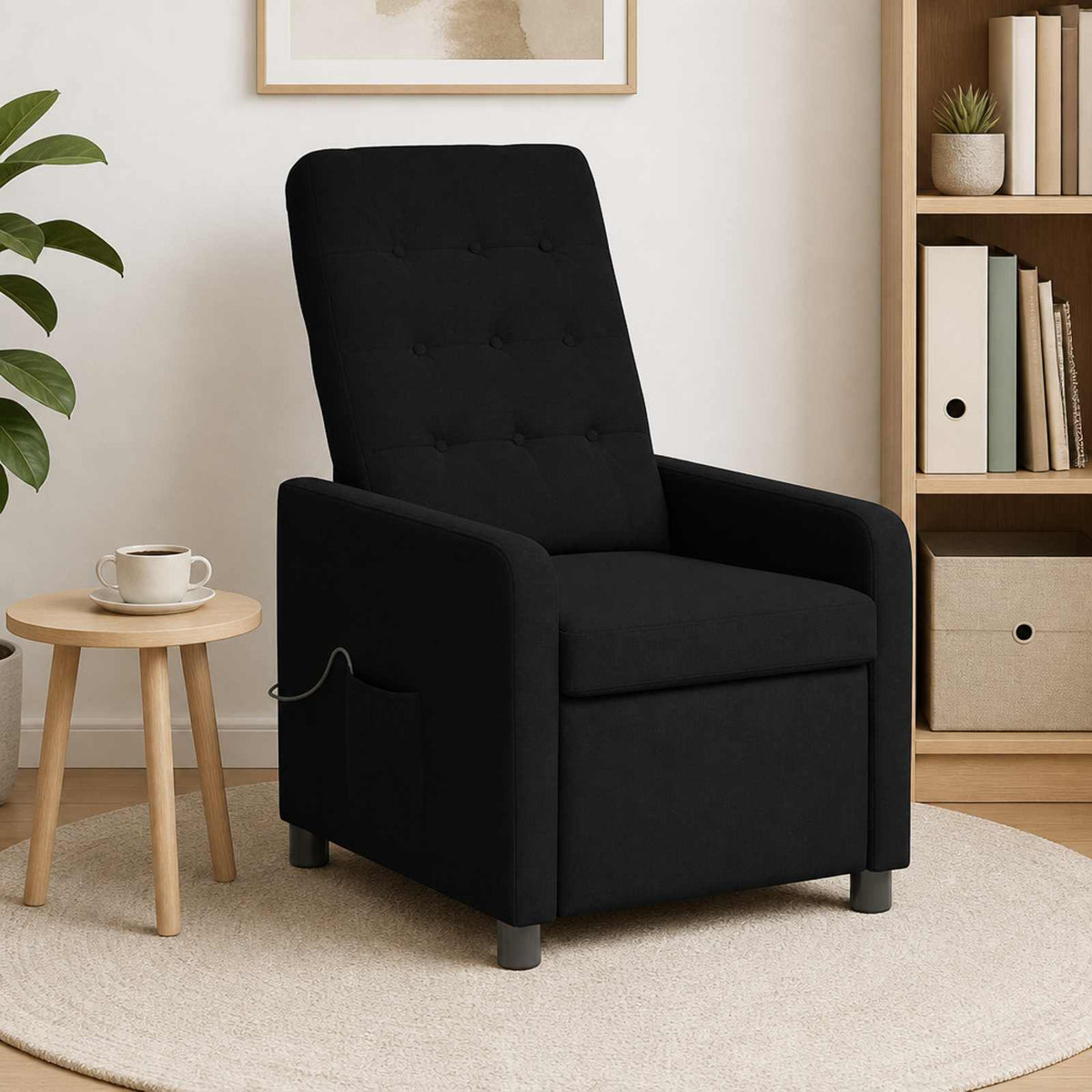 Recliner Massage Chair Black 65 x 93 x 102 cm Fabric