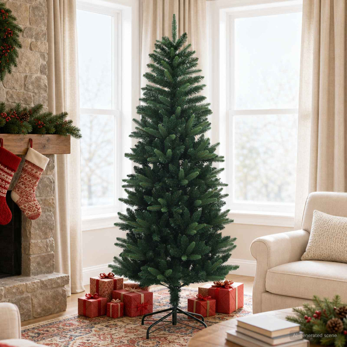 Artificial Hinged Christmas Tree 180 cm PVC Green