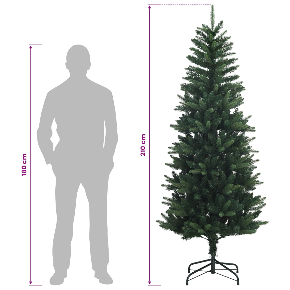 Artificial Hinged Christmas Tree 210 cm PVC Green