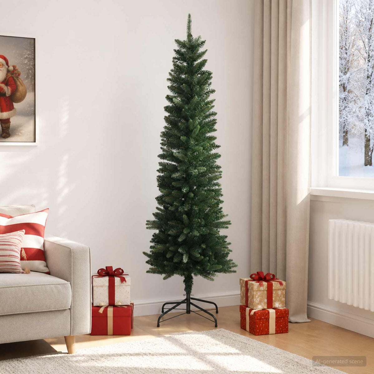 Artificial Slim Christmas Tree 210 cm PE and PVC Green