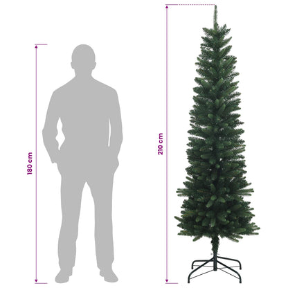 Artificial Slim Christmas Tree 210 cm PE and PVC Green