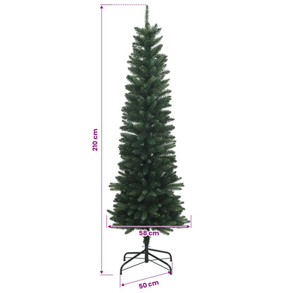 Artificial Slim Christmas Tree 210 cm PE and PVC Green