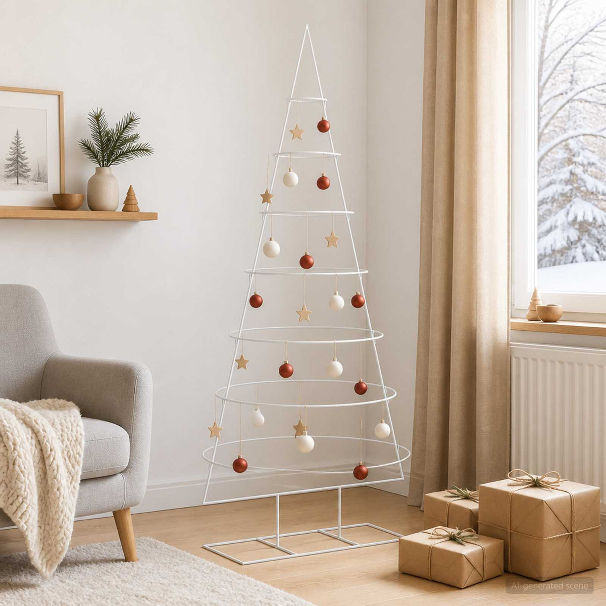 Metal Christmas Tree with Stand KUOPIO 210 cm Steel White