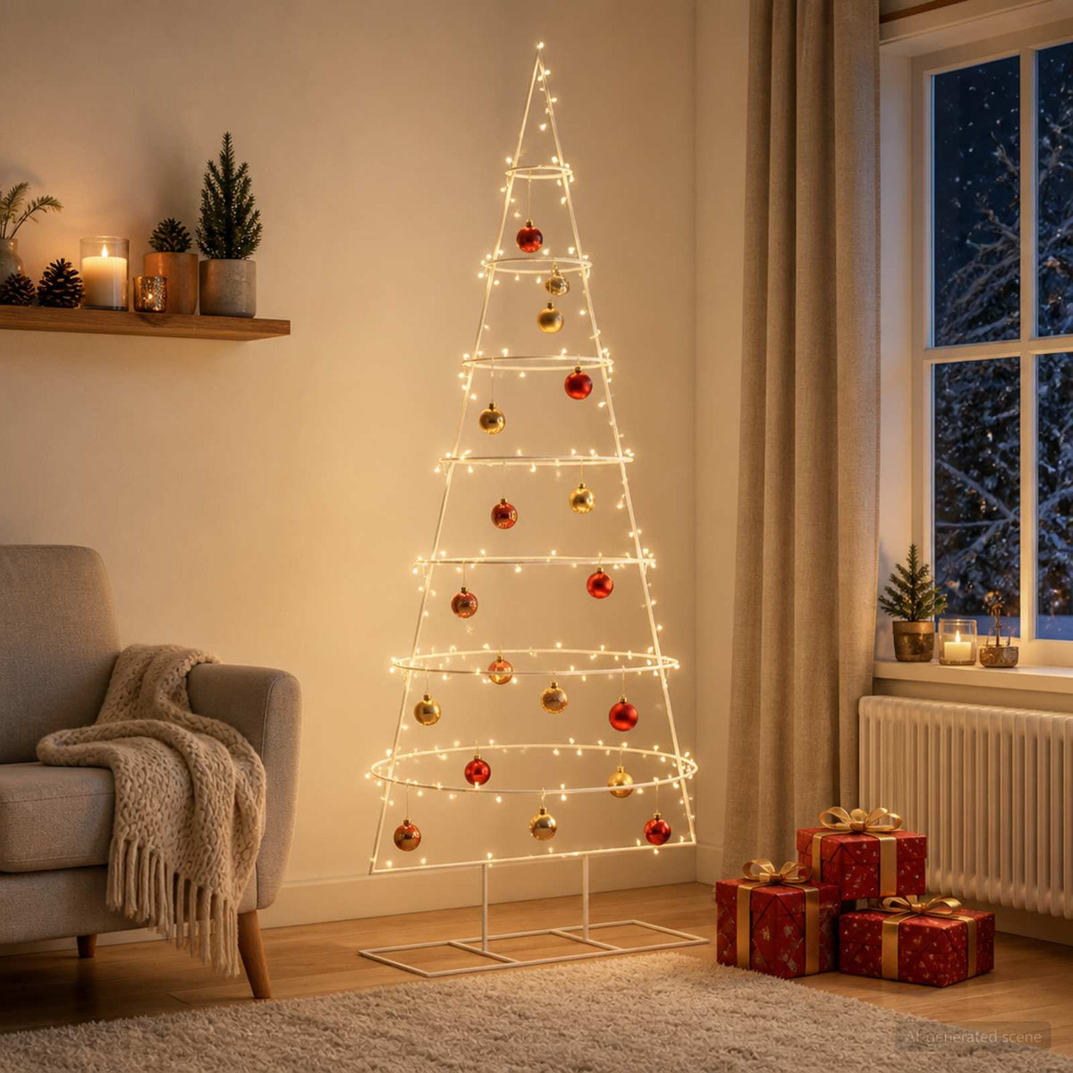 Metal Christmas Tree with Stand KUOPIO 210 cm Steel White