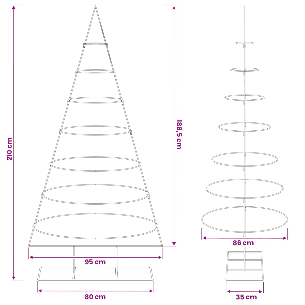 Metal Christmas Tree with Stand KUOPIO 210 cm Steel White