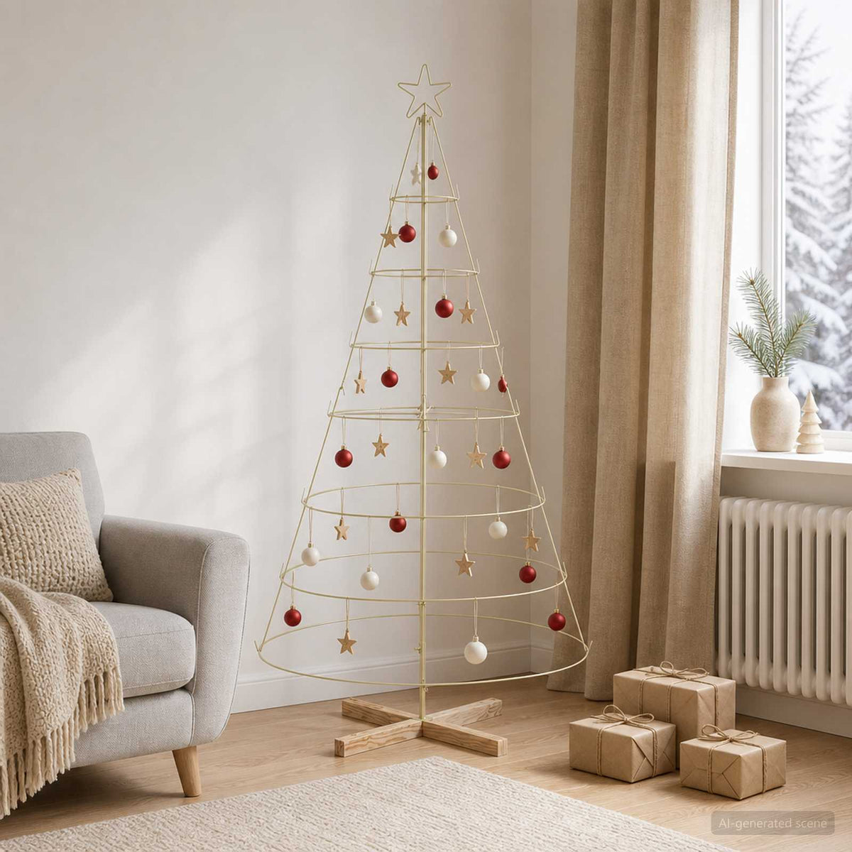 Metal Christmas Tree with Stand KUOPIO 180 cm Steel Gold