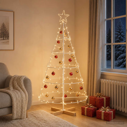 Metal Christmas Tree with Ring Stand KUOPIO 125 cm Steel White