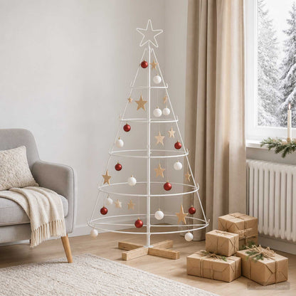 Metal Christmas Tree with Ring Stand KUOPIO 125 cm Steel White