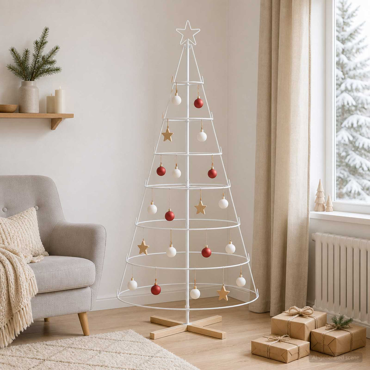 Metal Christmas Tree with Stand KUOPIO 180 cm Steel White