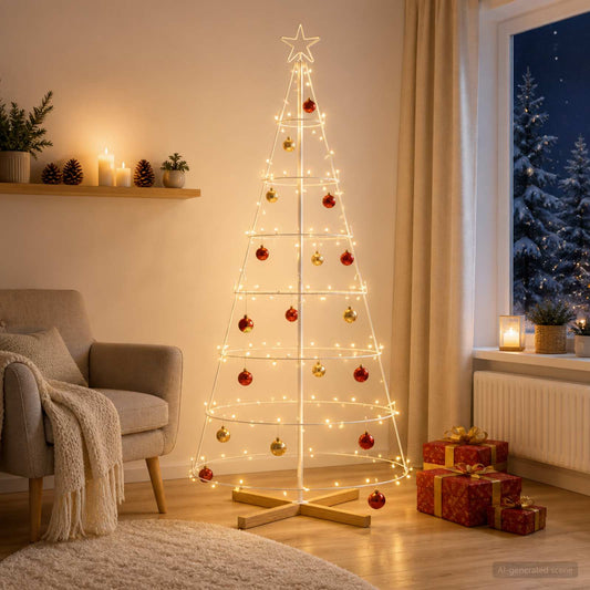 Metal Christmas Tree with Ring Stand KUOPIO 180 cm Steel White