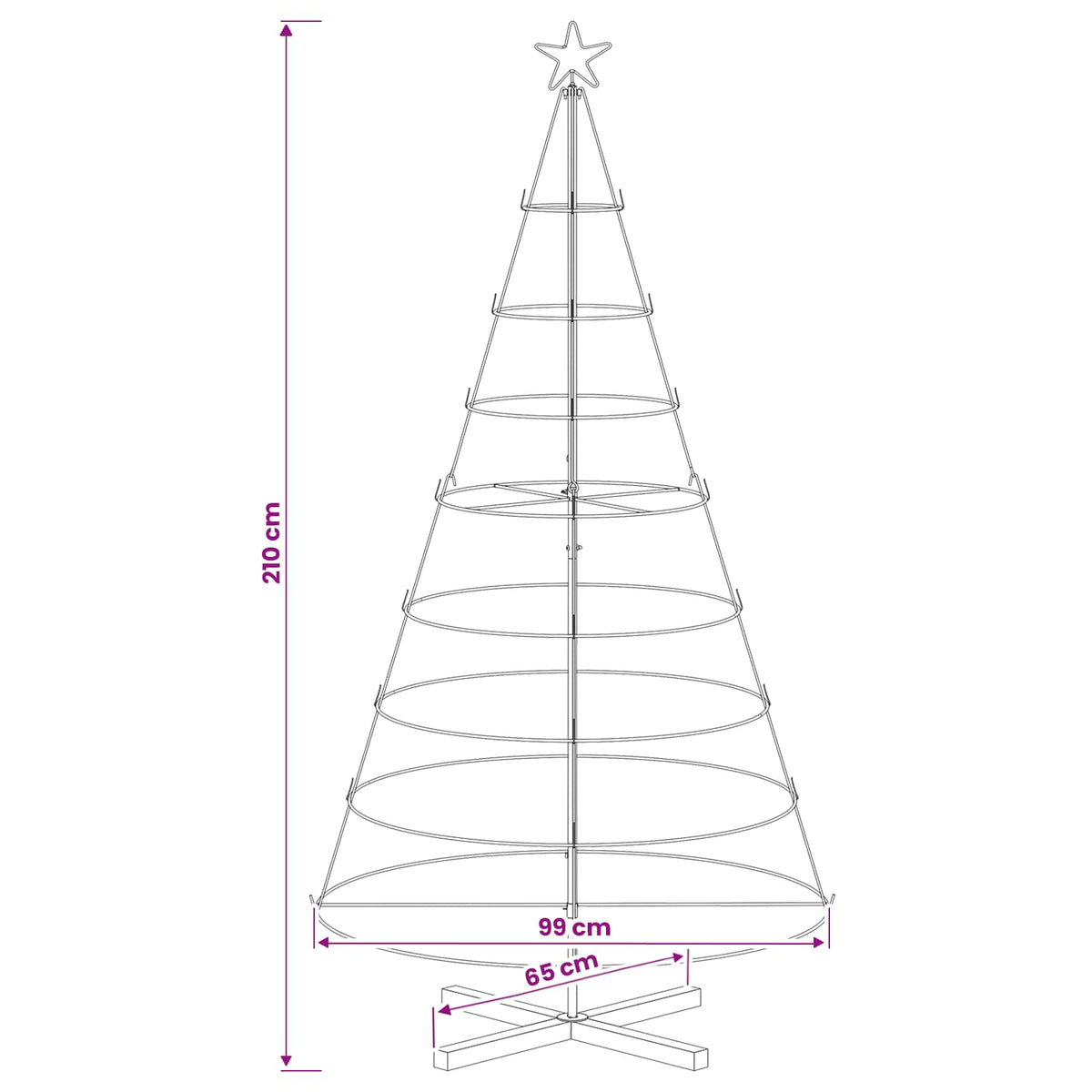 Metal Christmas Tree with Ring Stand KUOPIO 210 cm Steel White