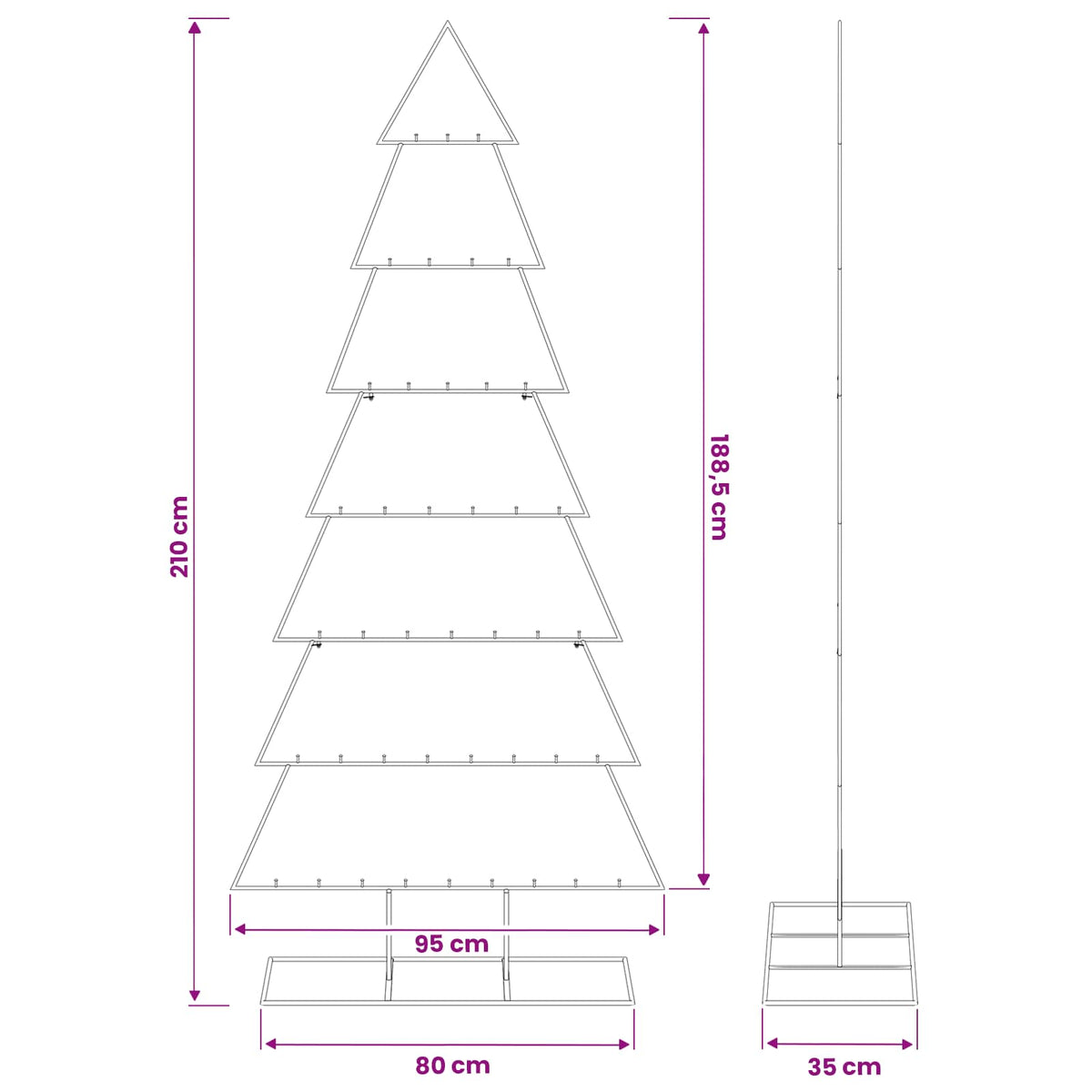 Metal Christmas Tree with Stand KUOPIO 210 cm Steel White