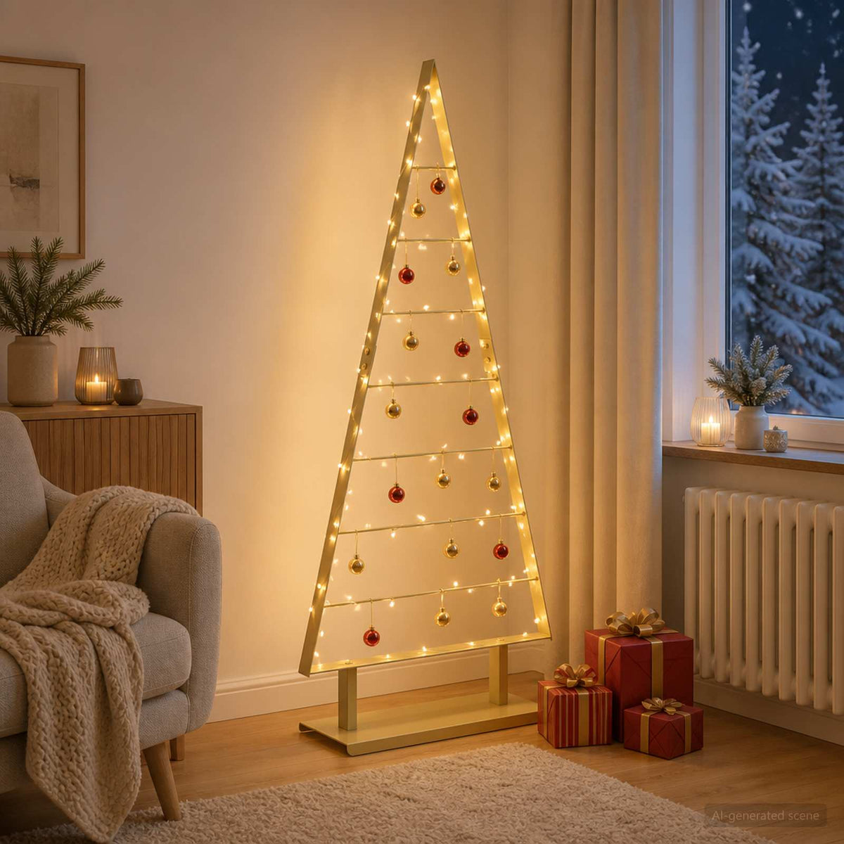 Metal Christmas Tree with Stand KUOPIO 125 cm Steel Gold