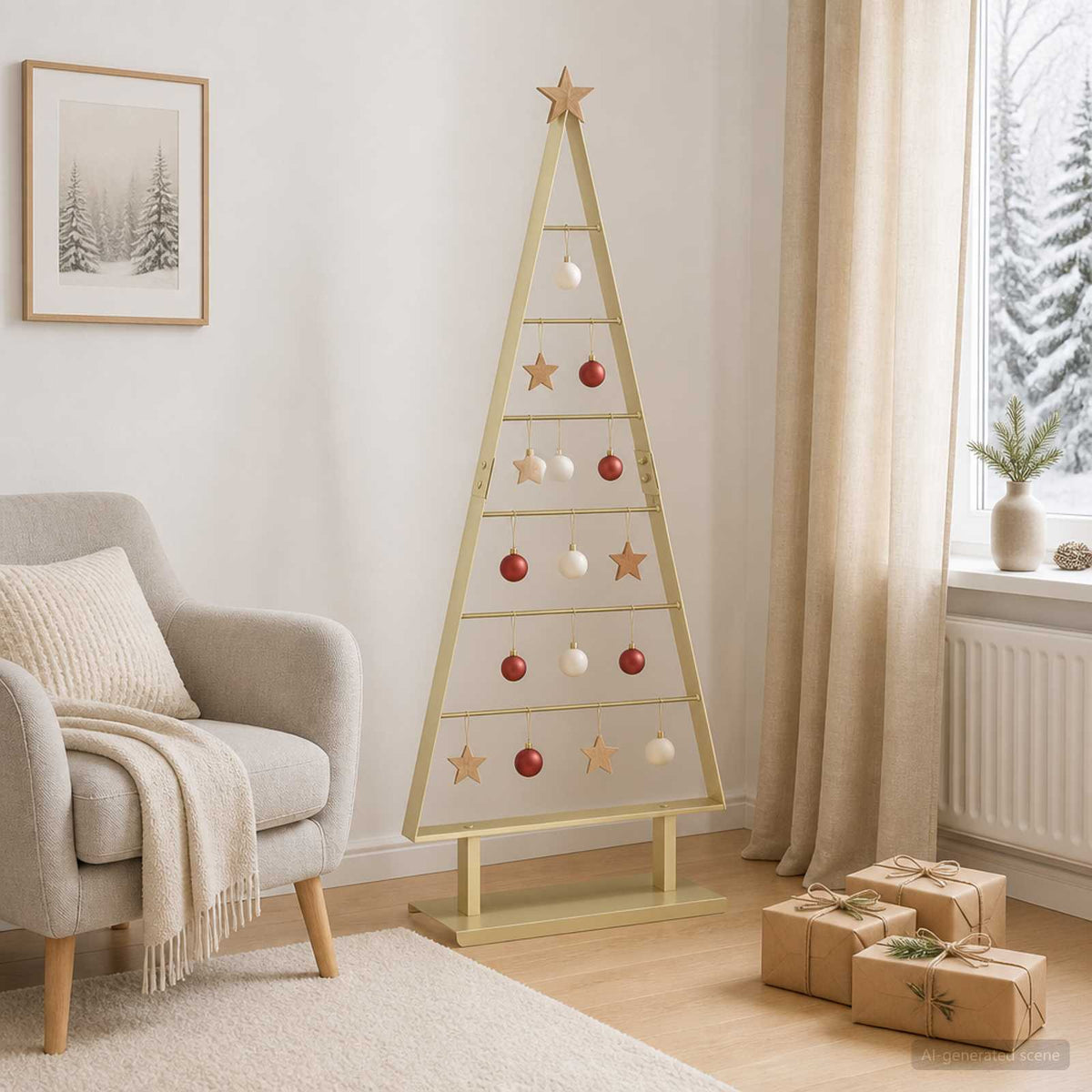Metal Christmas Tree with Stand KUOPIO 125 cm Steel Gold