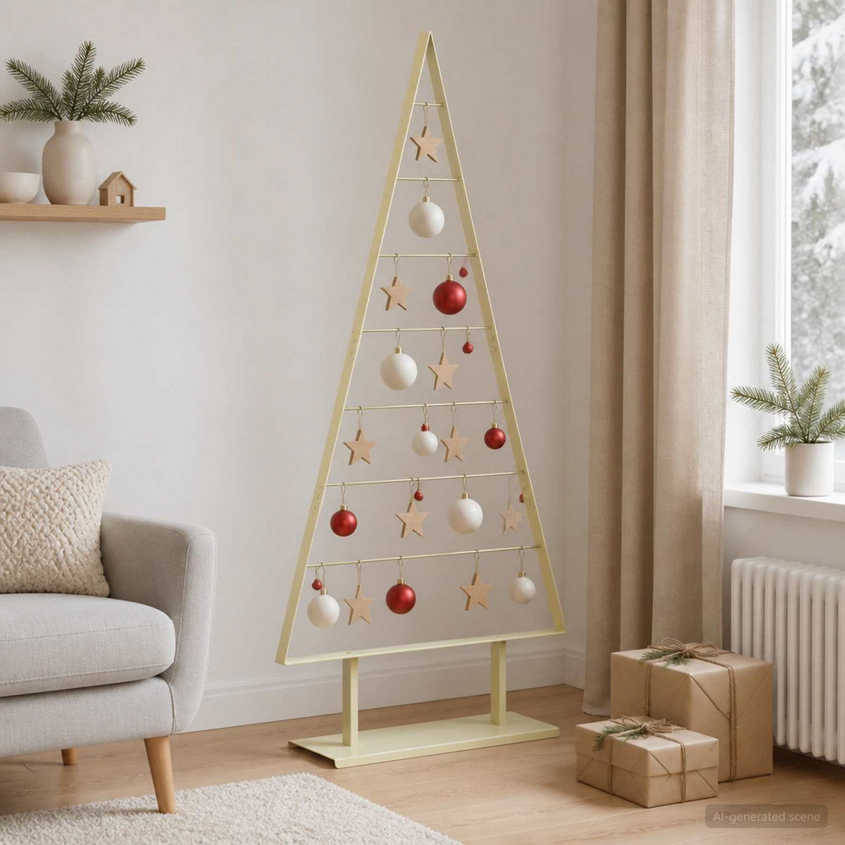 Metal Christmas Tree with Stand KUOPIO 180 cm Steel Gold