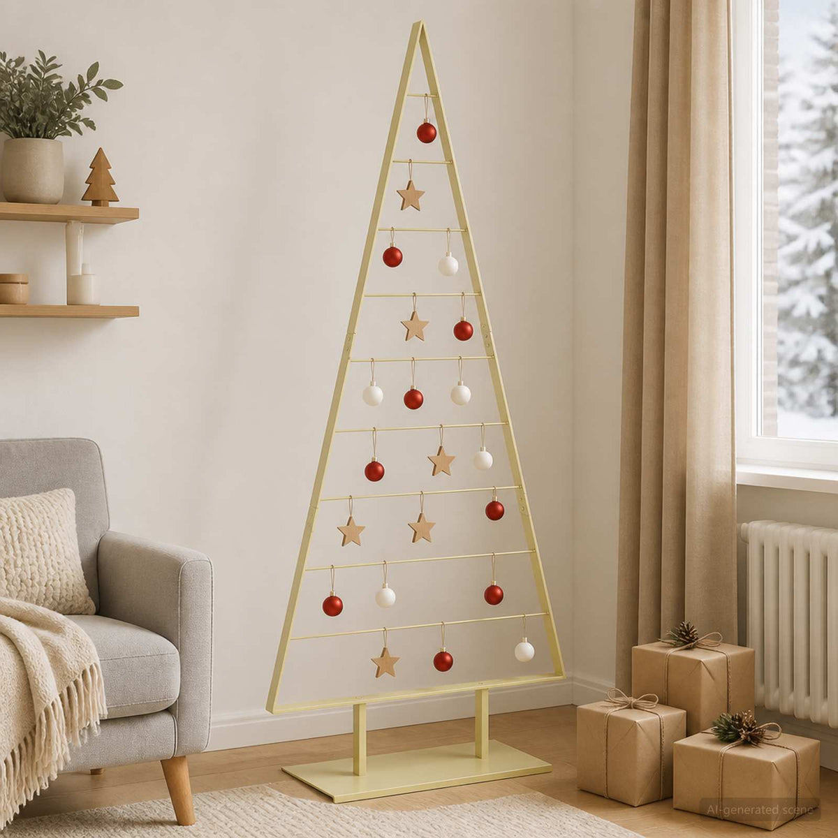 Metal Christmas Tree with Stand KUOPIO 210 cm Steel Gold