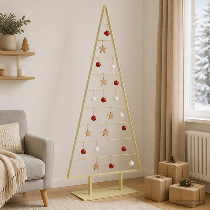 Metal Christmas Tree with Stand KUOPIO 210 cm Steel Gold