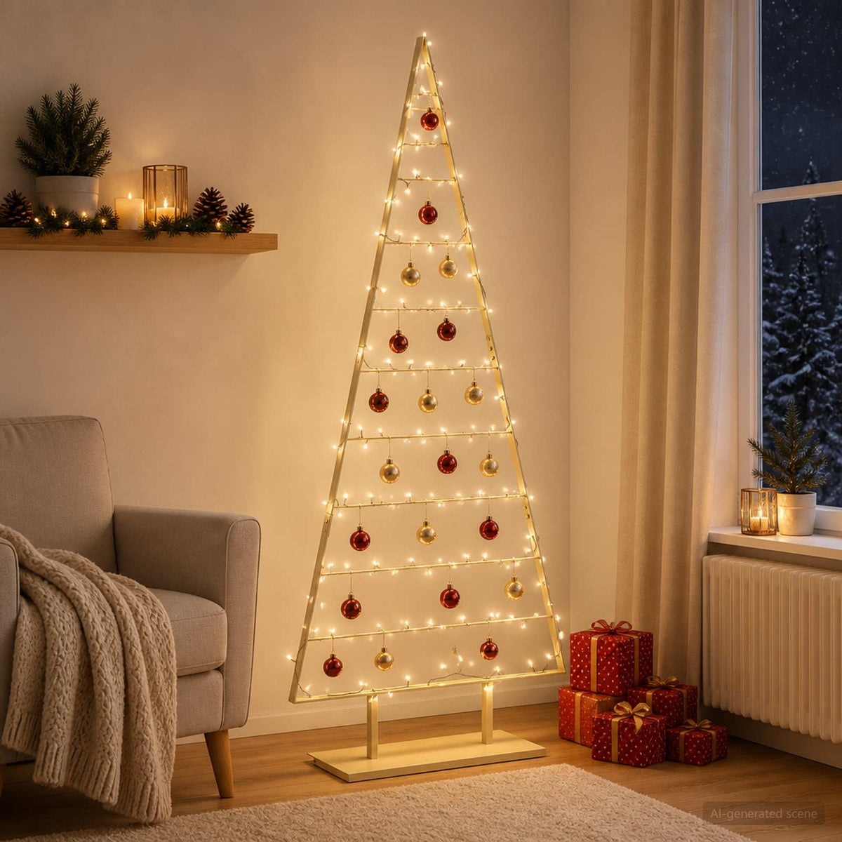 Metal Christmas Tree with Stand KUOPIO 210 cm Steel Gold