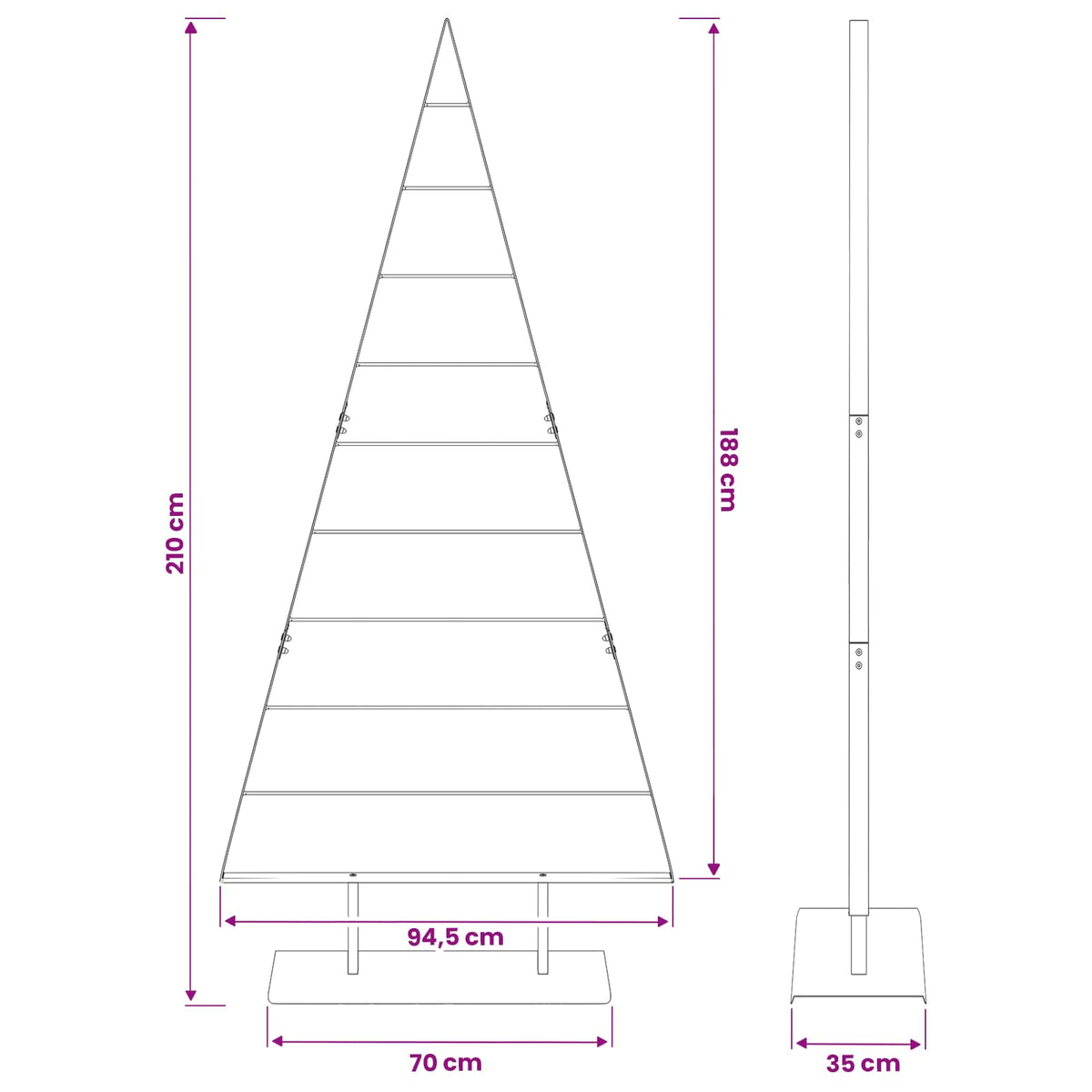 Metal Christmas Tree with Stand KUOPIO 210 cm Steel White
