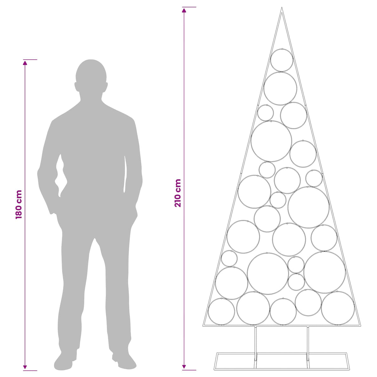 Metal Christmas Tree with Circle Stand KUOPIO 210 cm Steel Gold