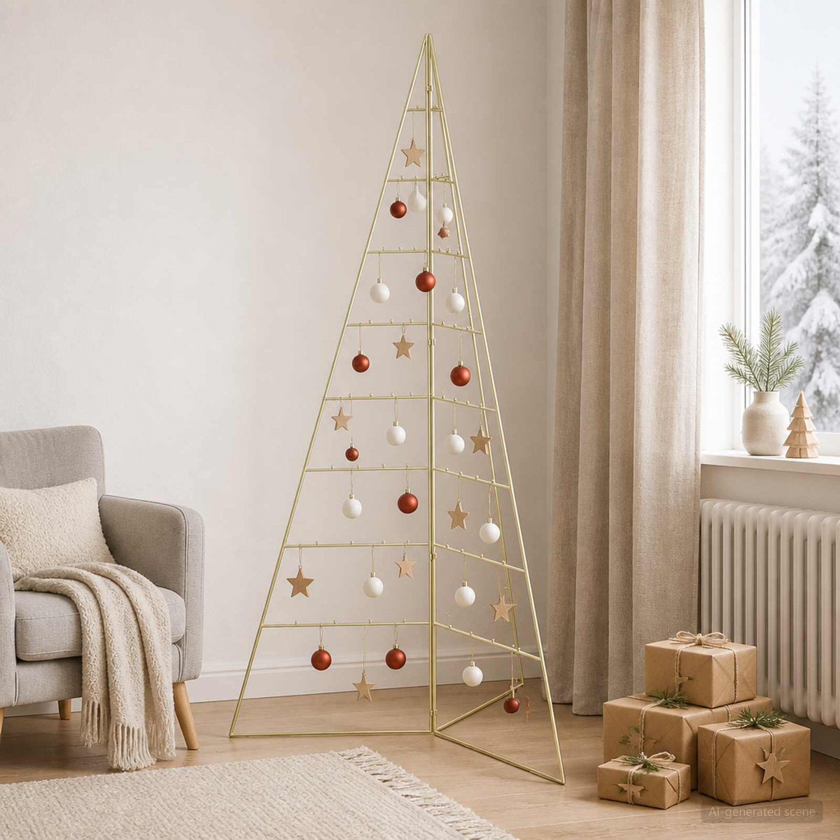 Metal Christmas Tree KUOPIO 180 cm Steel Gold