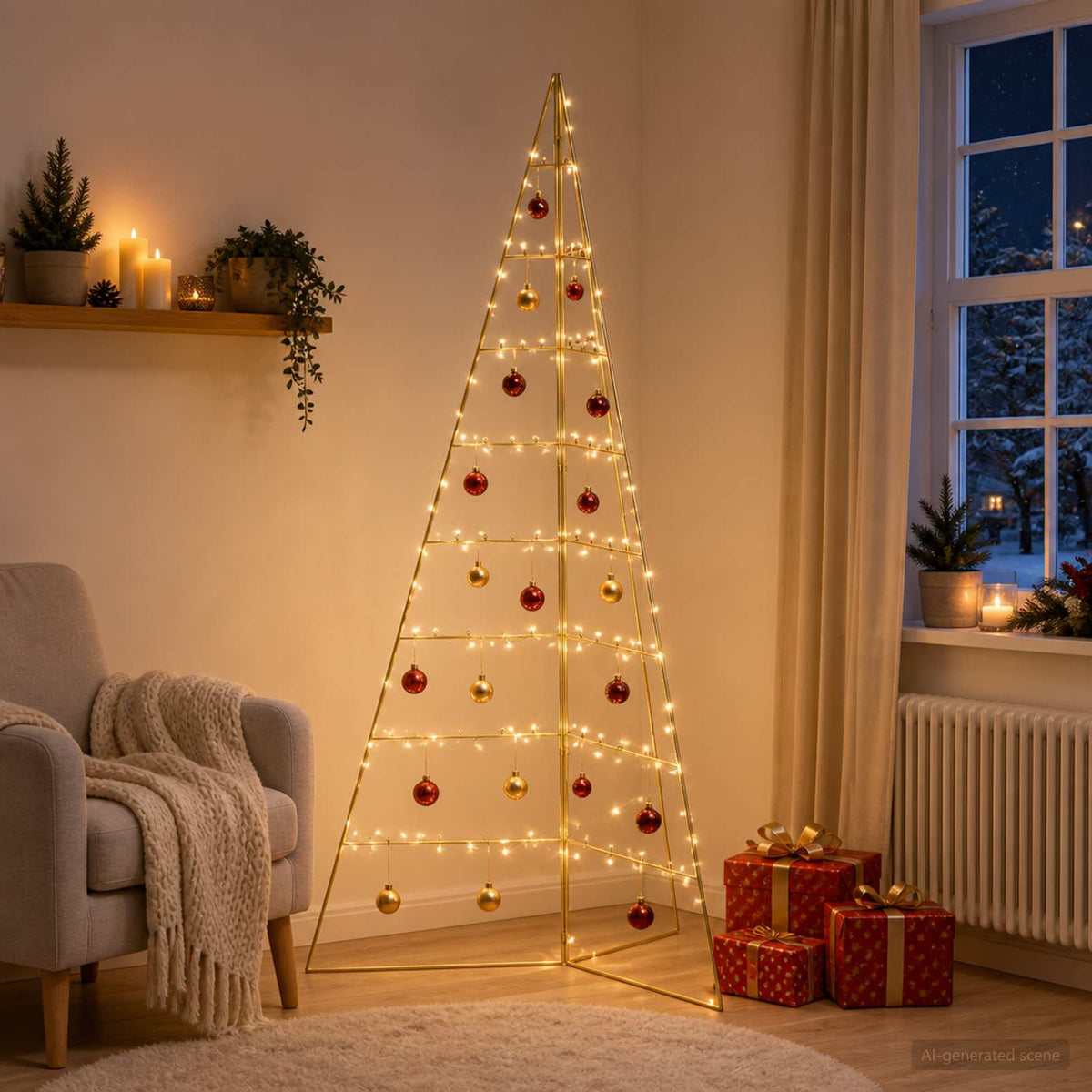 Metal Christmas Tree KUOPIO 180 cm Steel Gold