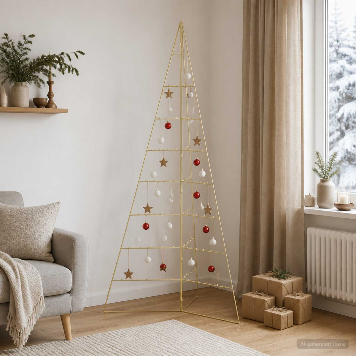 Metal Christmas Tree KUOPIO 210 cm Steel Gold
