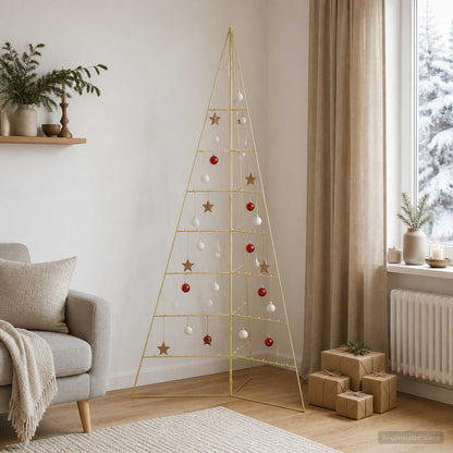 Metal Christmas Tree KUOPIO 210 cm Steel Gold
