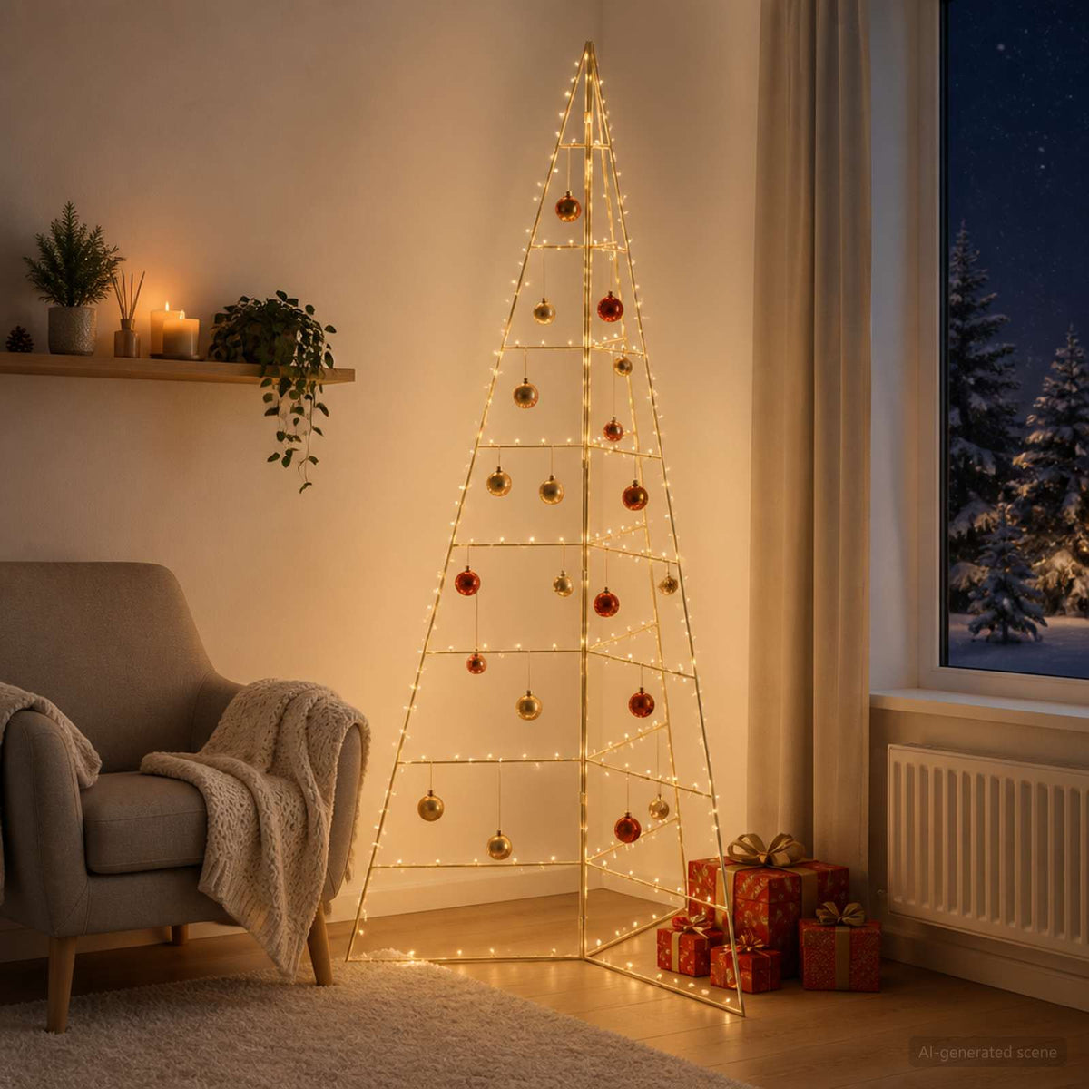 Metal Christmas Tree KUOPIO 210 cm Steel Gold