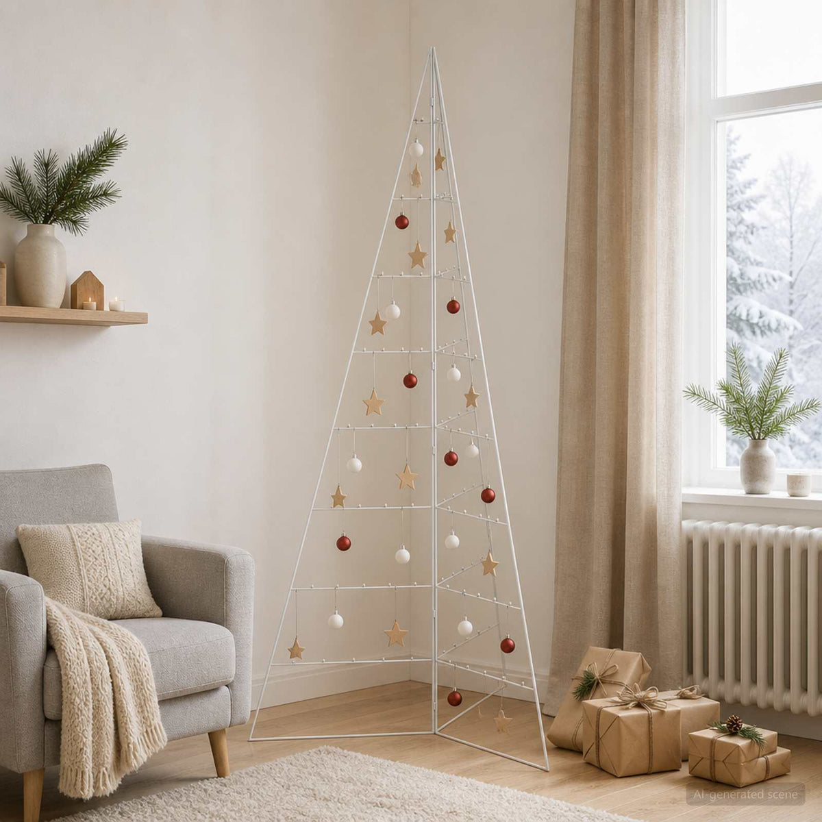 Metal Christmas Tree KUOPIO 210 cm Steel White
