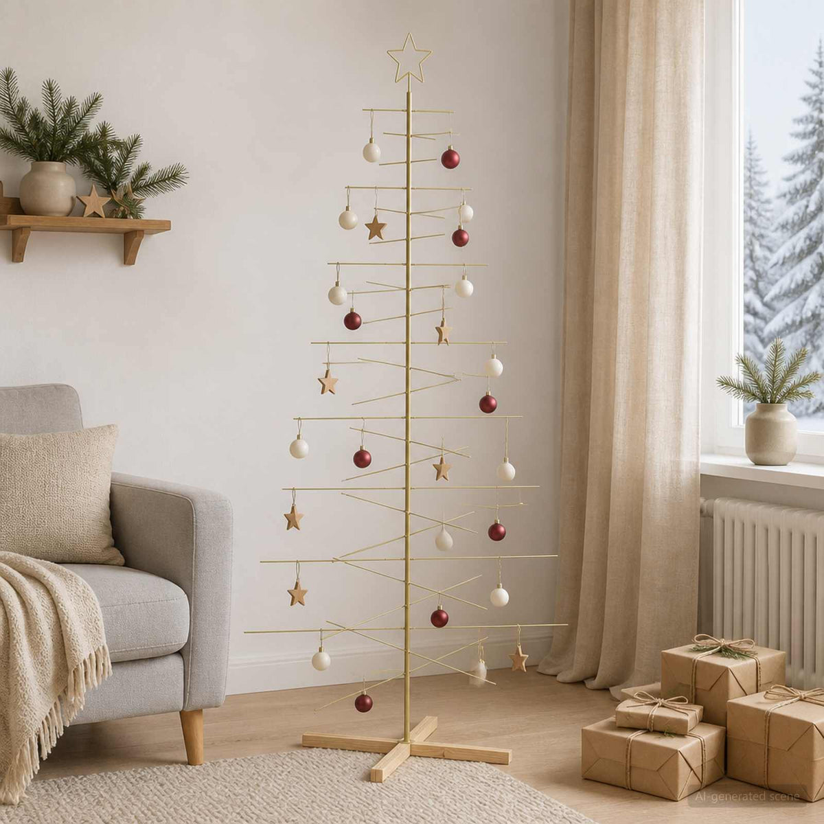 Metal Christmas Tree with Stand KUOPIO 210 cm Steel Gold