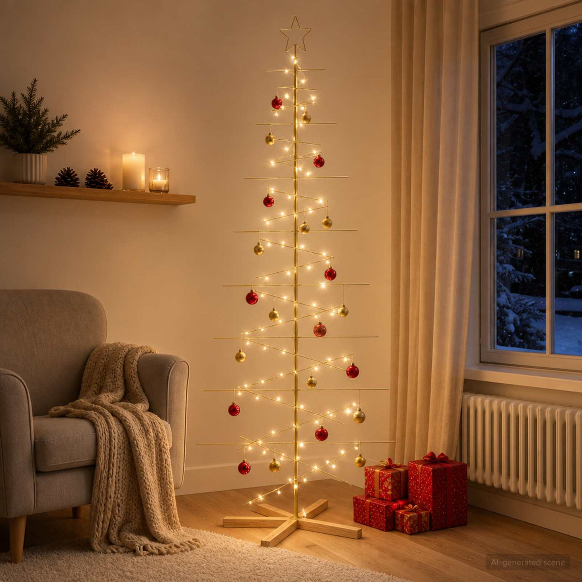 Metal Christmas Tree with Stand KUOPIO 210 cm Steel Gold