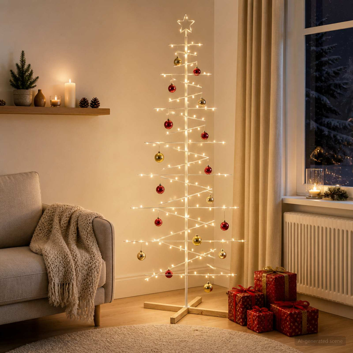 Metal Christmas Tree with Stand KUOPIO 210 cm Steel White