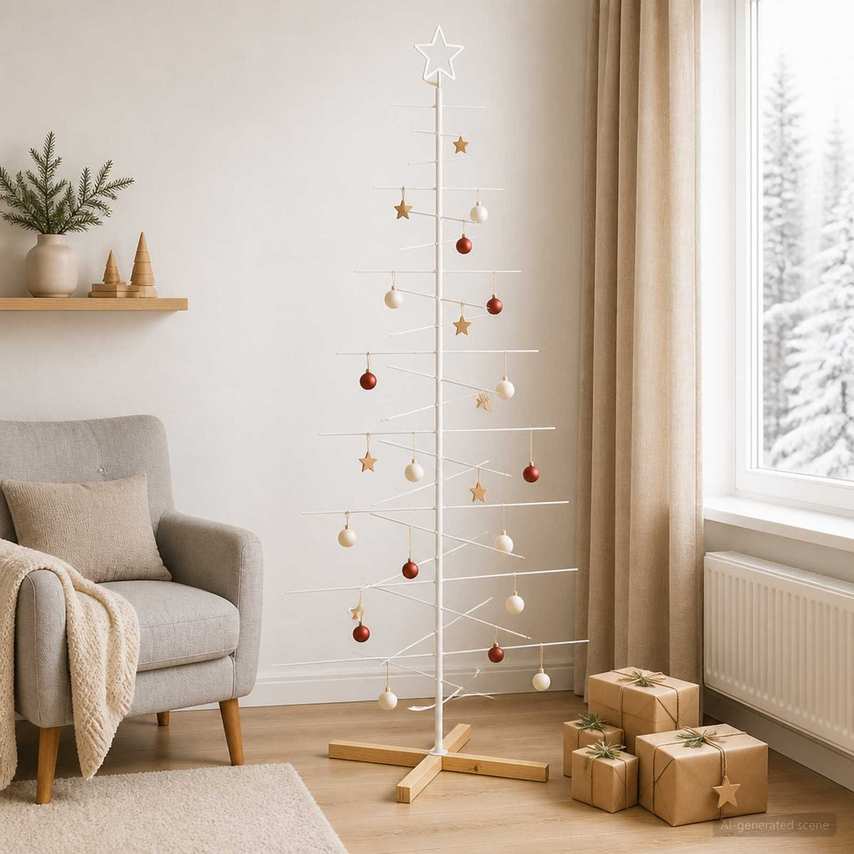 Metal Christmas Tree with Stand KUOPIO 210 cm Steel White