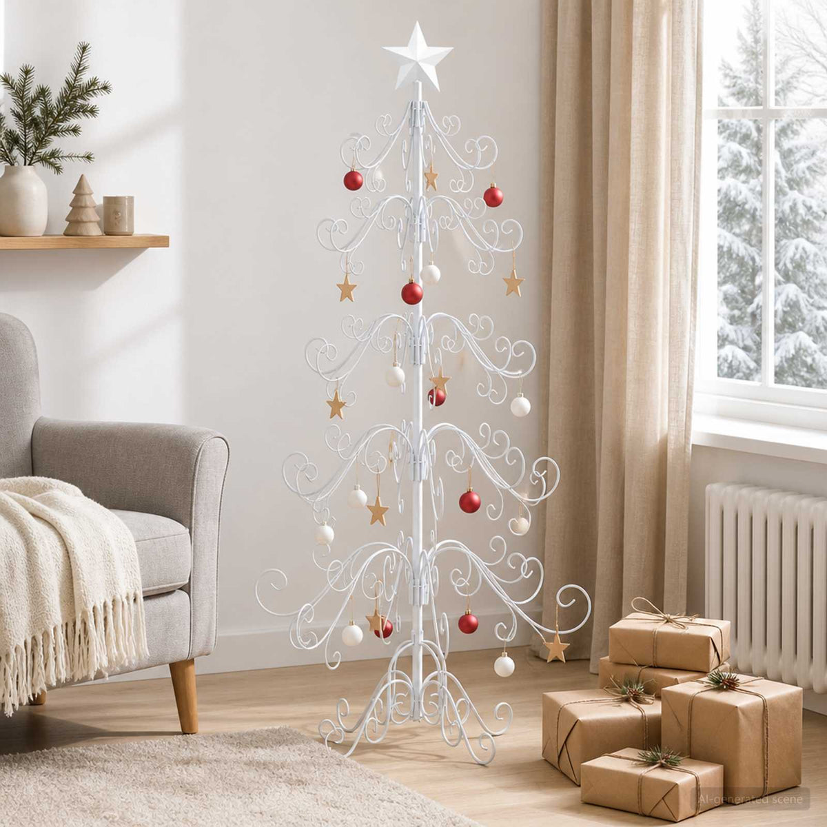 Metal Christmas Tree KUOPIO 150 cm steel White