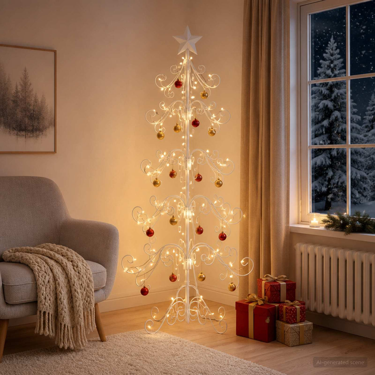 Metal Christmas Tree KUOPIO 150 cm steel White
