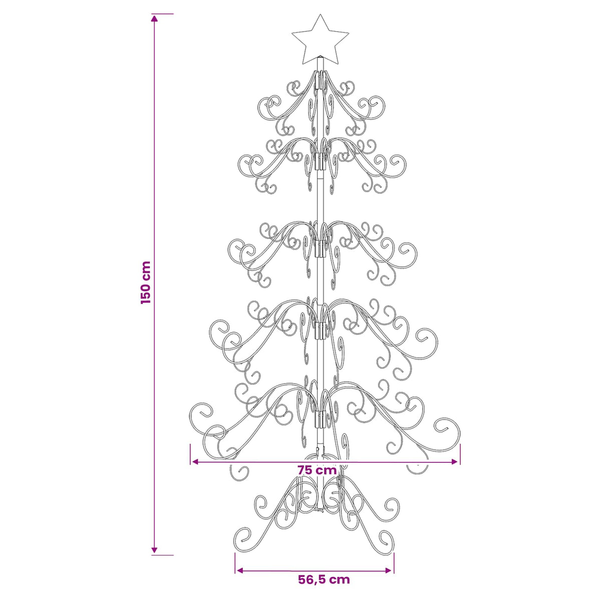 Metal Christmas Tree KUOPIO 150 cm steel White