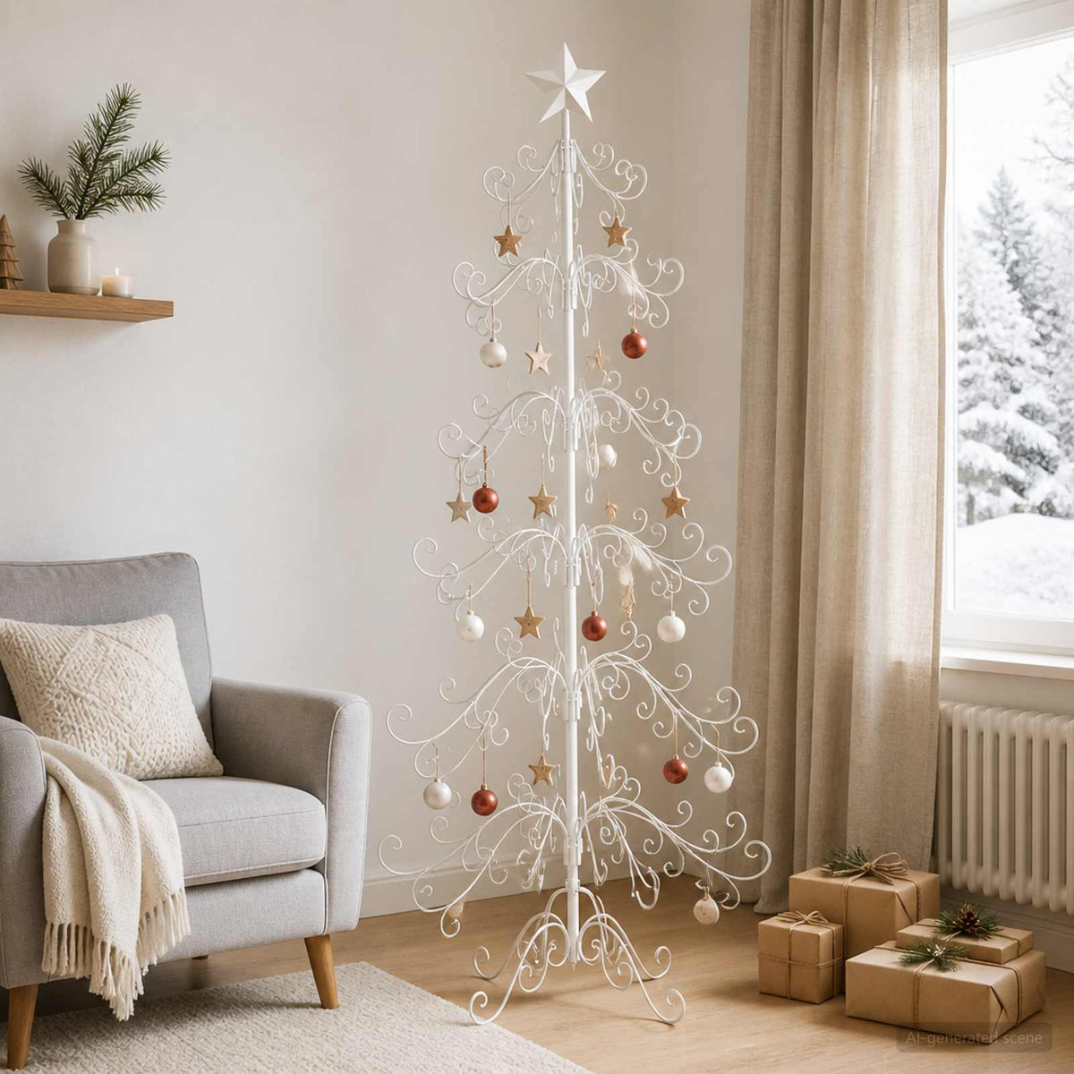 Metal Christmas Tree KUOPIO 180 cm Steel White