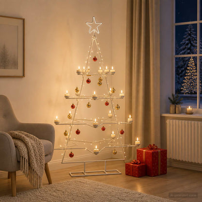 Metal Christmas Tree with Holder KUOPIO 140 cm Steel White
