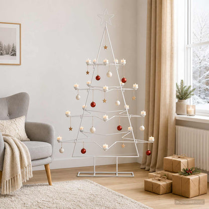 Metal Christmas Tree with Holder KUOPIO 140 cm Steel White