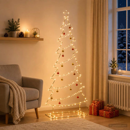 Metal Christmas Tree with Stand KUOPIO 210 cm Steel Gold