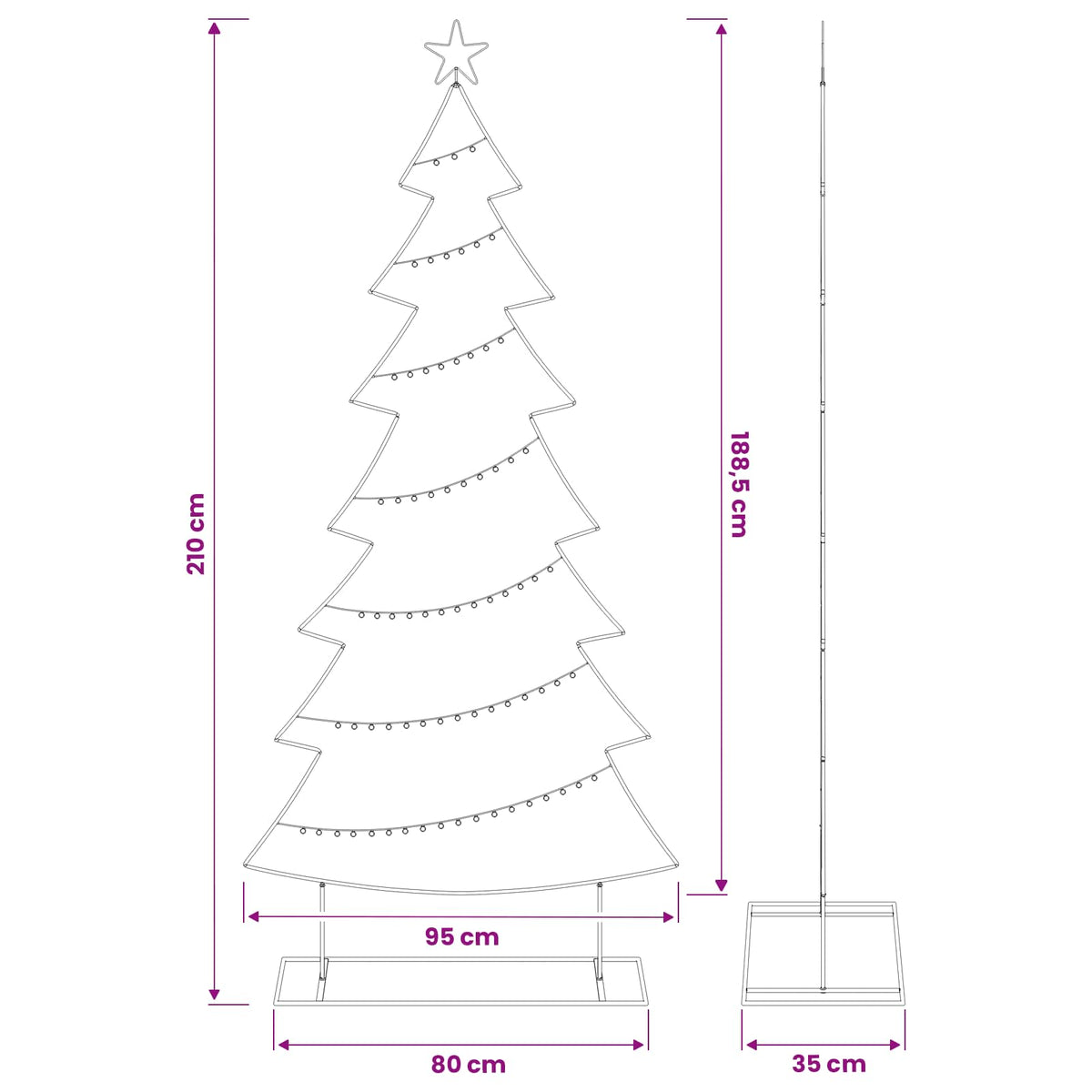 Metal Christmas Tree with Stand KUOPIO 210 cm Steel Gold