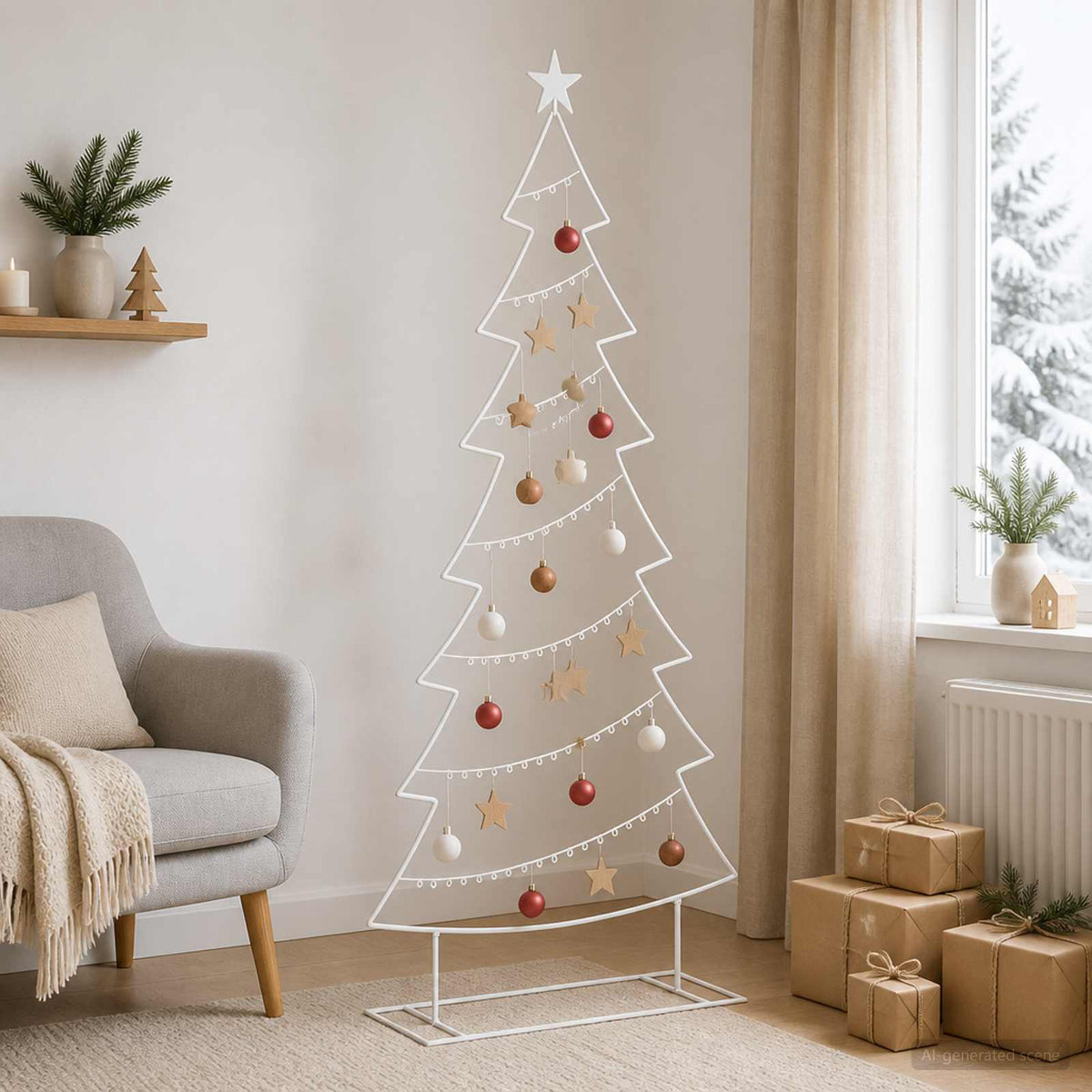 Metal Christmas Tree with Stand KUOPIO 210 cm Steel White