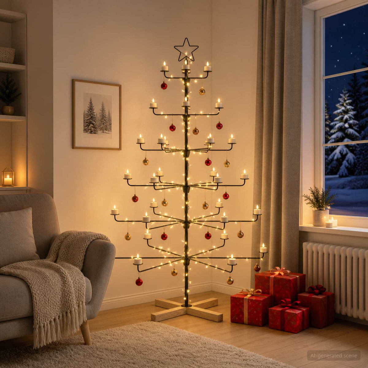 Metal Christmas Tree with Holder KUOPIO 150 cm Steel Black